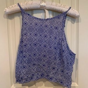 Two-piece blue and white set